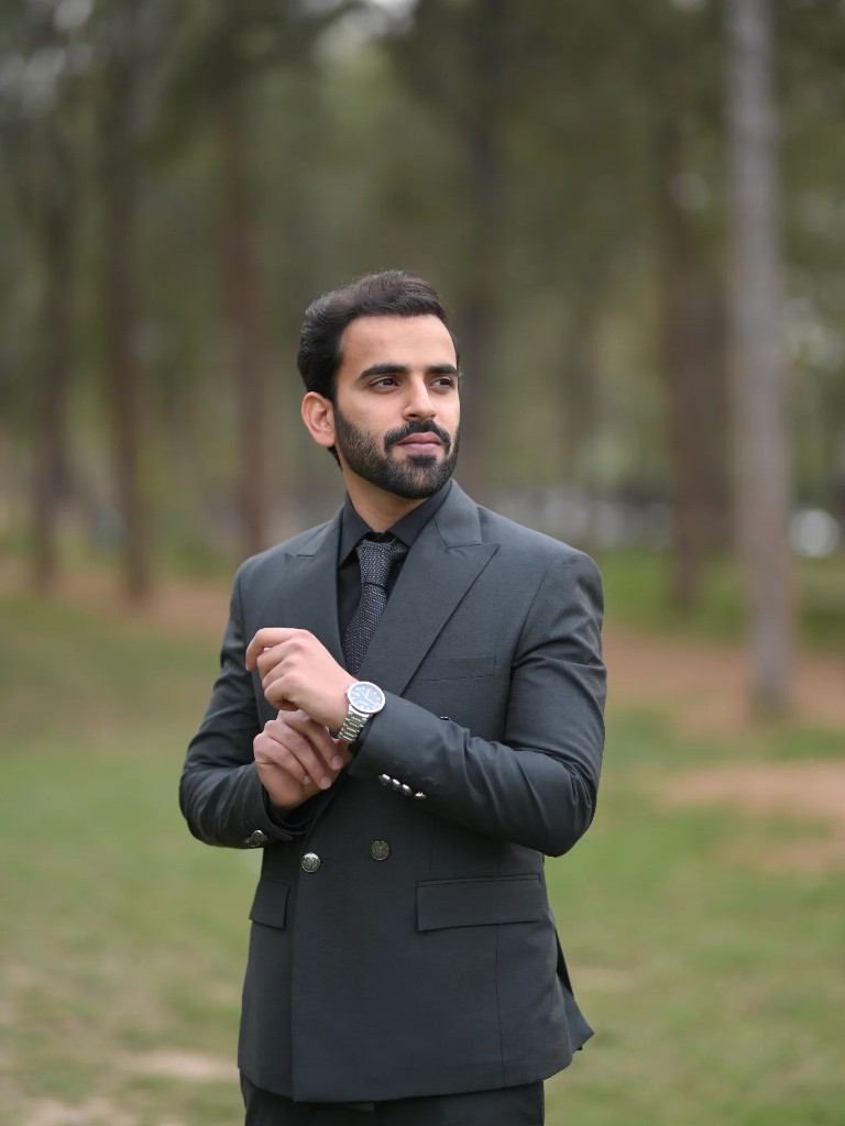 Groom charcoal suit